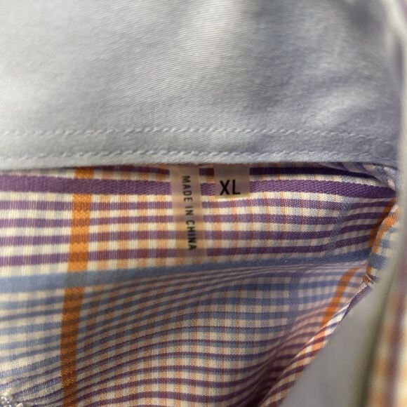 Bugatchi Men Shirt Button Up Long Sleeve Seersucker Pastel Tattersall-XL - Picture 13 of 14